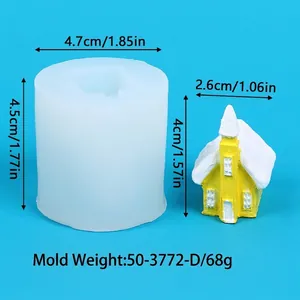 Vista dettagliata con dimensioni e peso per lo stampo in silicone DIY piccola casa di neve
