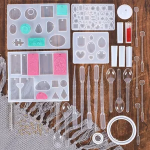 Silikon Epoxidharz Form Set Für Schmuckherstellung Werkzeugsatz Mit Tropfern Rührstäbchen Handbohrer Augennadeln DIY Handwerkszubehör