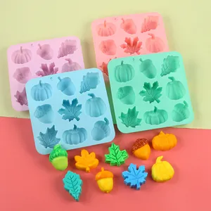 Silicone Pumpkin Maple Leaf Acorn Cake Mold Multi Hole Baking DIY Candy Jelly Pudding Dessert Making Mold For Halloween Party Home