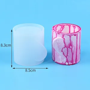 Moule en silicone pour boîte de rangement DIY en forme de cœur, 8,3 cm de haut, 8,5 cm