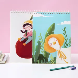 Cartoon A4 Sketchbook Spiral Bound Hardened Backboard For Student Art Drawing Painting Sketching Professional Supplies