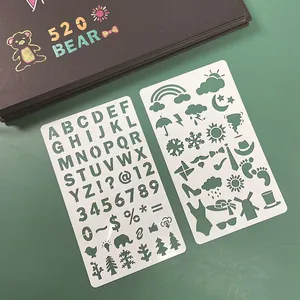 Creative white plastic stencils set for DIY alphabet drawing and journal decoration