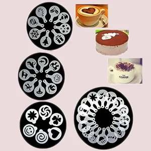 Plastic Coffee Latte Art Stencils Mousse Cake Decoration Mold DIY Barista Templates For Cappuccino Hot Chocolate Decoration