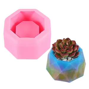 Hexagonal silicone mold for DIY succulent pots and geometric resin planter casting