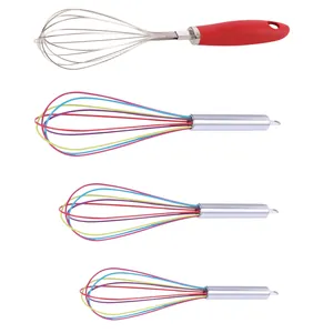 Frusta Manuale in Acciaio Inossidabile Sbattitore per Uova Con Manico in Silicone Durevole Agitatore per Crema Strumento Professionale da Forno