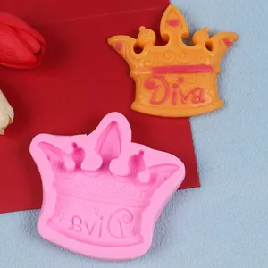 Detail of crown shaped silicone mold with 'Diva' text for fondant and chocolate