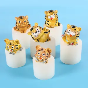 Stampo in Silicone Tigre dello Zodiaco 3D Cartone Animato Stampo in Silicone Liquido per Creazione Ornamenti in Gesso Resina Fai da Te Decorazione da Tavolo