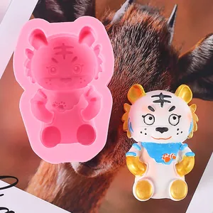 Cartoon-Tiger-Silikonform für kreative Maskottchen, Kerzen und Gipsornamente Deko