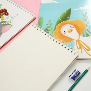 Cartoon spiral sketchbook for students with blank pages and cute duck cover design