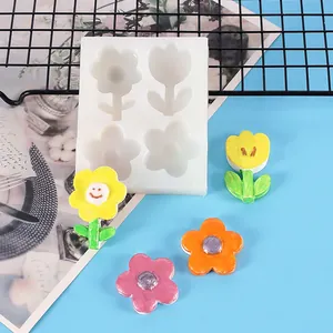 Molde de silicona con flores para decoraciones de ventilación de coche de yeso DIY
