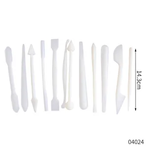 Set di 10 strumenti per modellare torte in pasta di zucchero bianca, punte varie, 14,3 cm