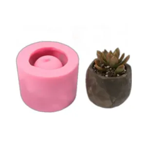 Moule en silicone rose pour pots de plantes succulentes avec mini pot en béton