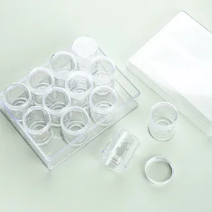 Boîte de rangement en acrylique transparent avec petits pots ronds pour perles et ongles