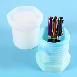 Threaded Pen Holder Silicone Mold Spiral Vase Shape Epoxy Resin Casting Mold DIY Desktop Decoration Storage Handcraft Tool