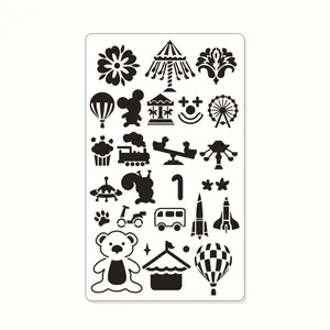 DIY painting stencil with amusement park and animal designs for kids' creativity