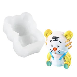 Hochwertige Silikonform im Cartoon-Tiger-Design für DIY-Duftkerzen und Gipsfiguren