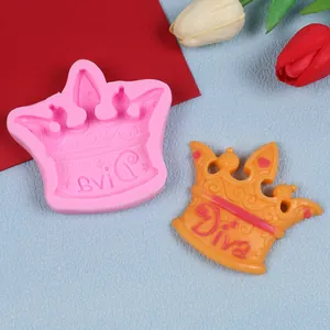 Valentine's Day Crown Shape Silicone Mold Diva Letter Heart Star Pattern Fondant Cake Chocolate Candy Crafting Baking Mold