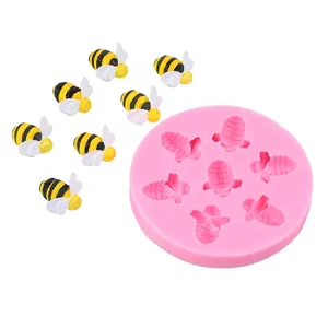 Molde de silicona 3D de abejas para chocolate y decoración de pasteles de fondant