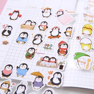 Variedad de lindos stickers washi de pingüinos y patos para diario DIY y scrapbooking.