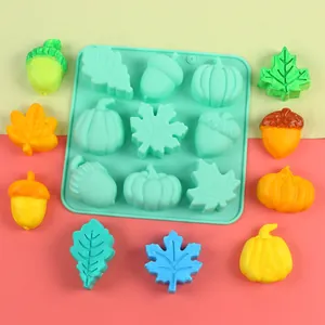 9-cavity silicone mold for Halloween baking with pumpkin and maple leaf shapes