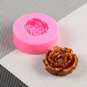 Detailed 3D rose flower silicone mold and its exquisite golden resin floral casting