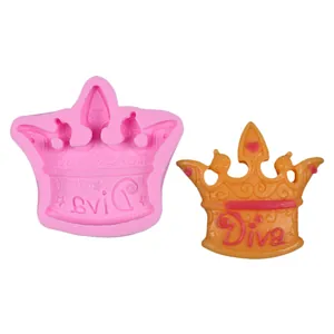 Crown shaped silicone mold with Diva lettering for fondant and chocolate cake decoration