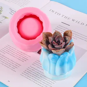 Moule en silicone pour jardinière de succulentes avec pot de fleur en résine bleu