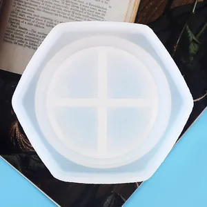 Top view of hexagonal silicone mold for DIY resin pen holder with threaded texture