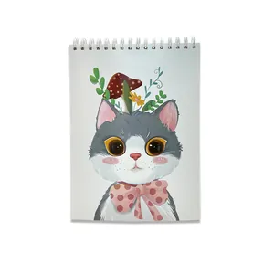 Cute cartoon cat A4 spiral sketchbook for students art drawing and creative sketching