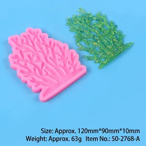 Detailed dimensions of seaweed coral silicone mold for DIY resin crafts and cake decor