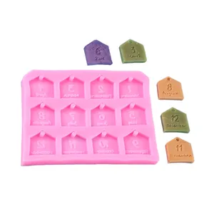 Molde de silicona para colgantes DIY de 12 meses en forma de casa y adornos