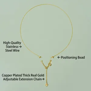 Kit d'accessoires bijoux DIY plaqué or 14K avec fil d'acier et chaîne d'extension réglable