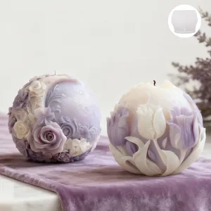3D flower moon silicone candle mold for DIY tulip rose scented wax and plaster