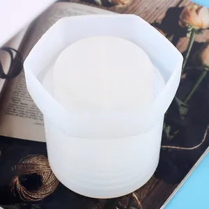 Macro view of horizontal threaded pattern on white silicone resin pen holder mold