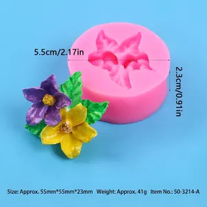 Silicone leaf flower mold for fondant cake decoration with dimension indicators