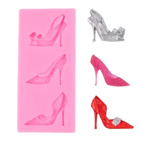 DIY 3-cavity high heel silicone mold for chocolate candy and fondant cake decoration