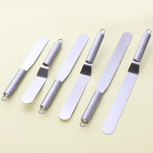Juego profesional de 6 espátulas de acero inoxidable para tartas, modelos rectos y acodados
