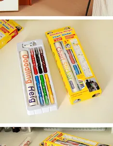 Set di adesivi per misurazione altezza fai-da-te con 6 pastelli e metro per bambini.