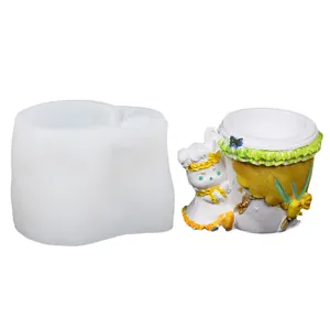 DIY cute rabbit flower pot silicone mold for succulent planters and handmade home decor