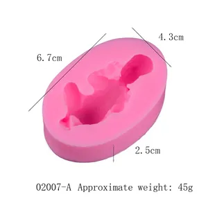 Detailed dimensions and weight specifications for the baby-shaped pink liquid silicone mold