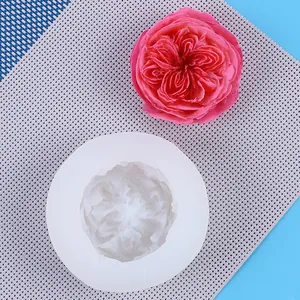 Professional view of a 3D rose silicone mold with a finished pink flower design