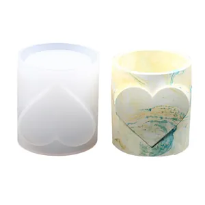Moule en silicone pour bougie DIY ou boîte de rangement avec motif cœur et marbrure chic