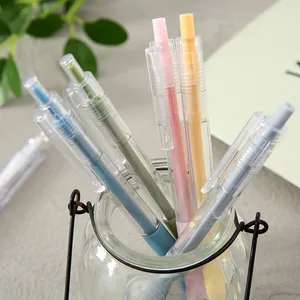 Minimalistischer Transparenter Druckkugelschreiber Gelstift Mit Weichem Gummigriff Schwarze Tinte 0.5mm Signierstift Für Schüler Bürobedarf