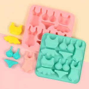 Detailed view of bikini-themed silicone molds for DIY fondant and cake decoration