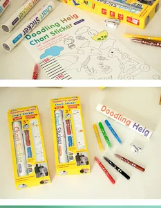 Set adesivi metro per bambini fai da te con pastelli colorati per cameretta