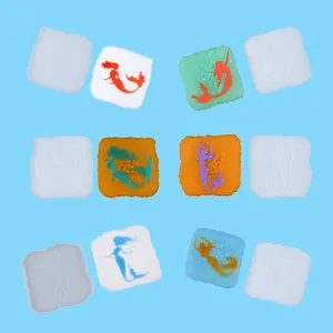 Square Mermaid Silhouette Silicone Resin Mold For DIY Coaster Jewelry Storage Box Making Craft Supplies Handmade Tools Home Decor