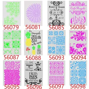 Assorted DIY hollow drawing stencils with floral, text, and geometric patterns