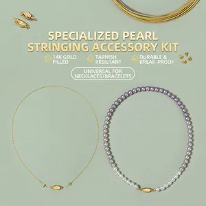 DIY Schmuck Material Set Messing Gold Gefüllter Verschluss Künstliche Perle Halskette Bastelbedarf Mit Zange Und Stahldraht Handgefertigt Zubehör Damen