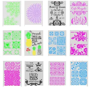 DIY Hollow Painting Stencils For Drawing Graffiti Mandala Pattern Reusable Plastic Coffee Latte Art Cake Decorating Template