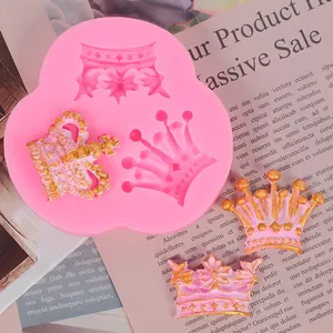 Pink crown silicone mold for DIY fondant and chocolate baking decorations details